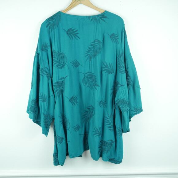 World Market O/S Kimono Topper Beach Cover Lounge Boho Embroidered Lagenlook - Picture 8 of 9